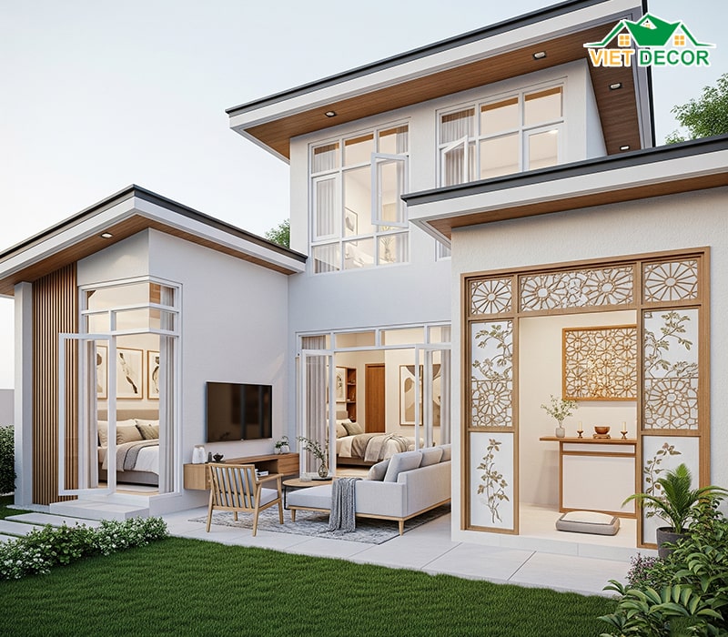 Mẫu nhà cấp 4 2 phòng ngủ 70m2 có phòng thờ