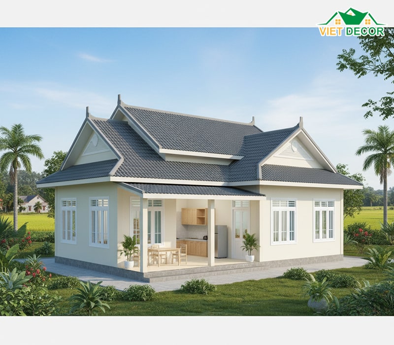 Mẫu nhà cấp 4 3 phòng ngủ ở nông thôn