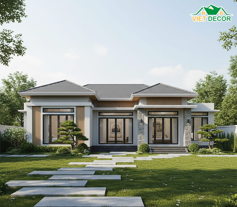 Thiết kế nhà cấp 4 mái Nhật hiện đại