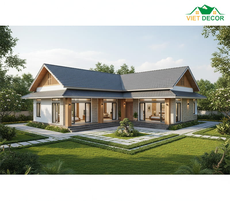 Nhà cấp 4 chữ L 4 phòng ngủ