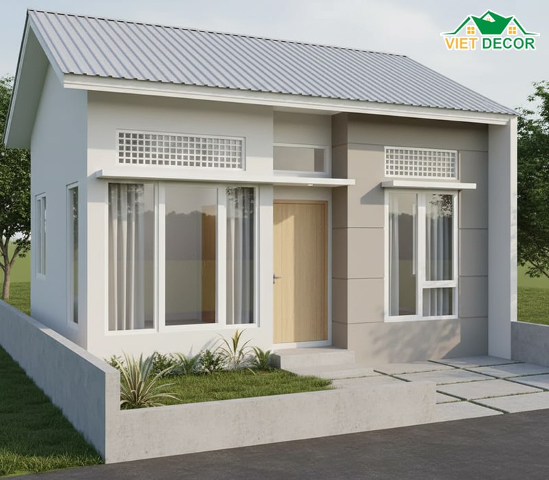 Mẫu nhà cấp 4 4x12 mái tôn – Gọn gàng, thoáng