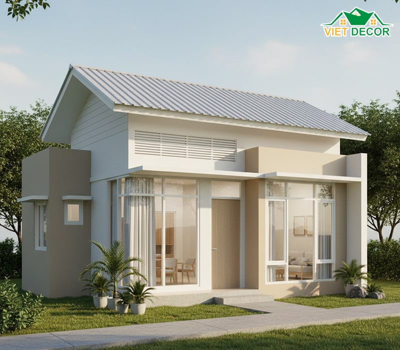 Mẫu nhà cấp 4 4x12 mái tôn – Gọn gàng, thoáng