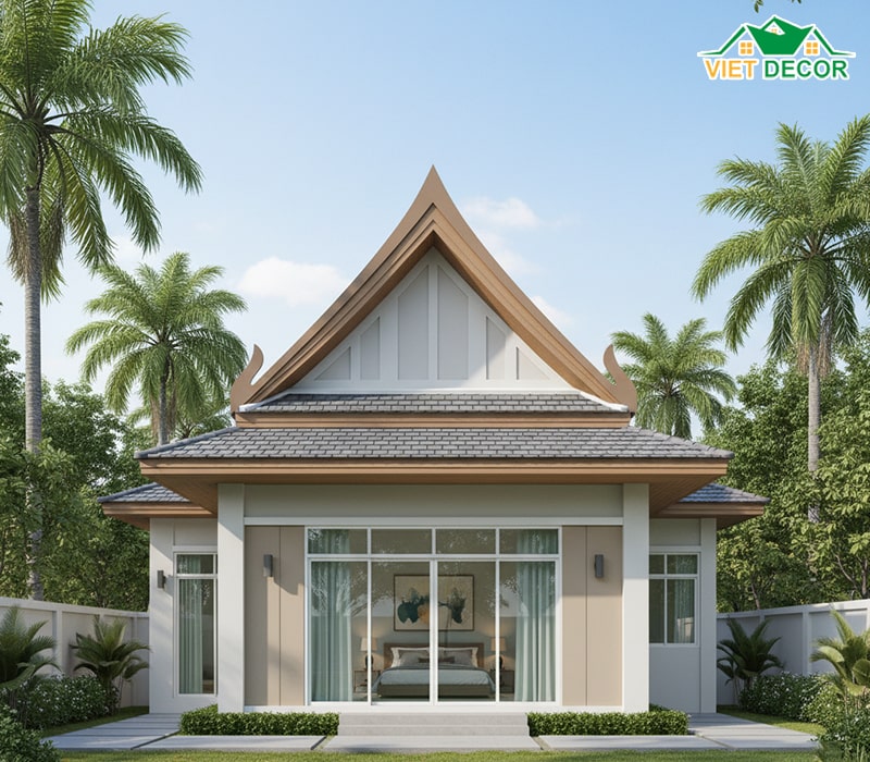 Mẫu nhà cấp 4 4x15 2 phòng ngủ mái Thái