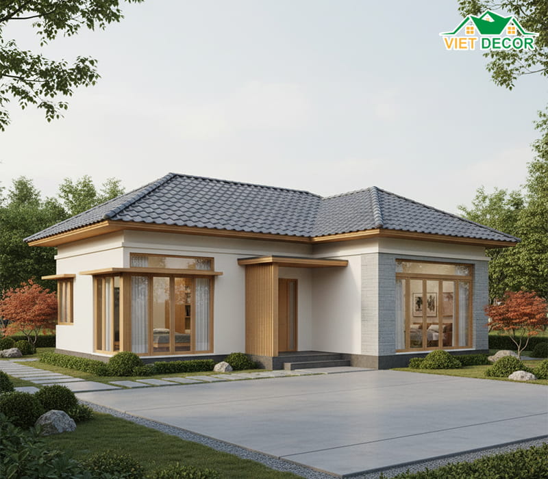 Thiết kế nhà cấp 4 mái Nhật hiện đại, thanh lịch