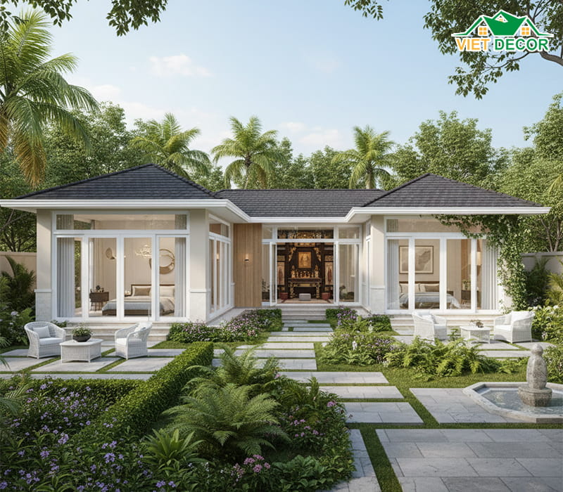 Mẫu nhà vườn cấp 4 phong cách Châu Âu mới lạ