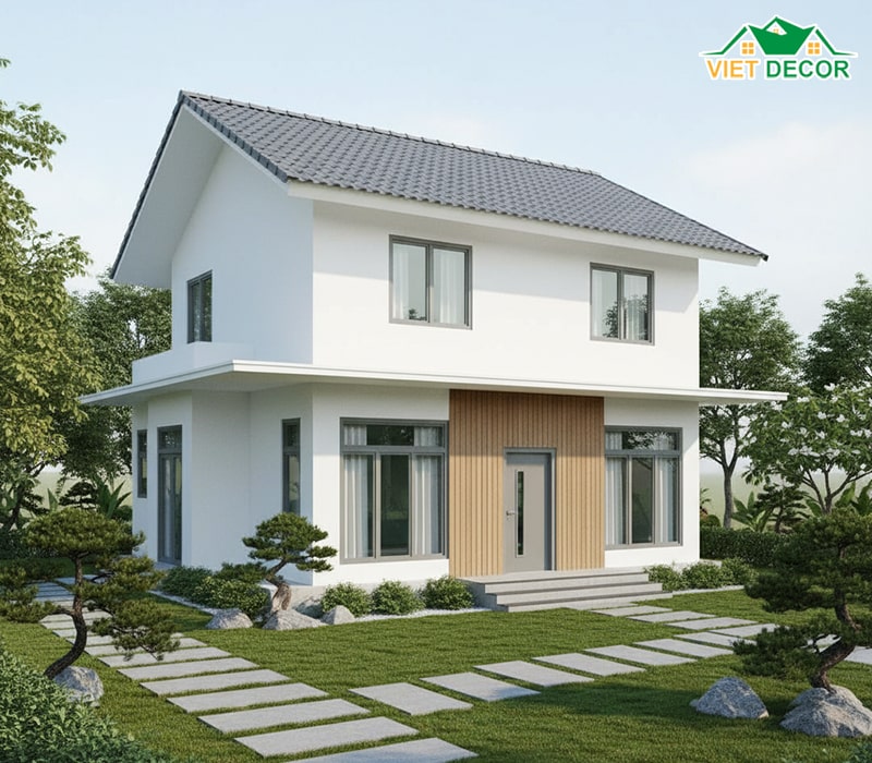 Mẫu nhà cấp 4 gác lửng 4x15 mái nhật