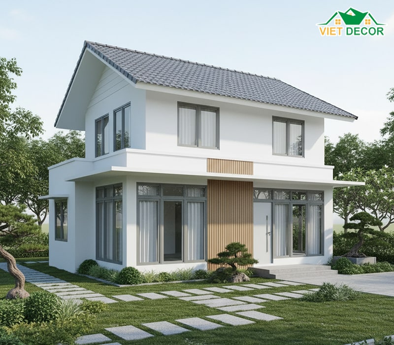 Mẫu nhà cấp 4 gác lửng 4x15 mái nhật
