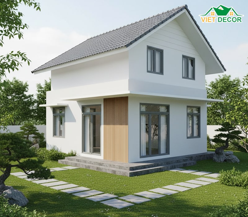 Mẫu nhà cấp 4 gác lửng 4x15 mái nhật
