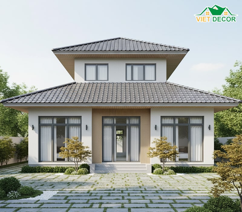 Mẫu nhà cấp 4 gác lửng 4x15 mái nhật