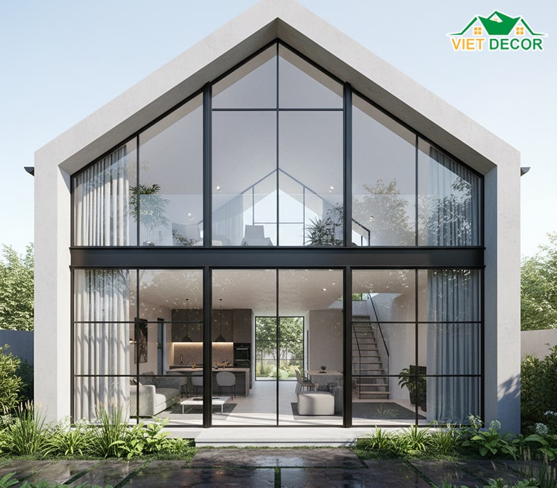 Mẫu nhà cấp 4 gác lửng 4x15 phong cách hiện đại