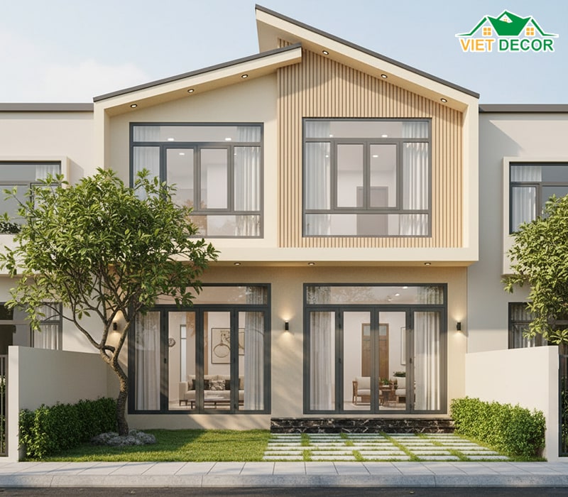 Mẫu nhà ống 1 trệt 1 lửng 4x15 có sân trước