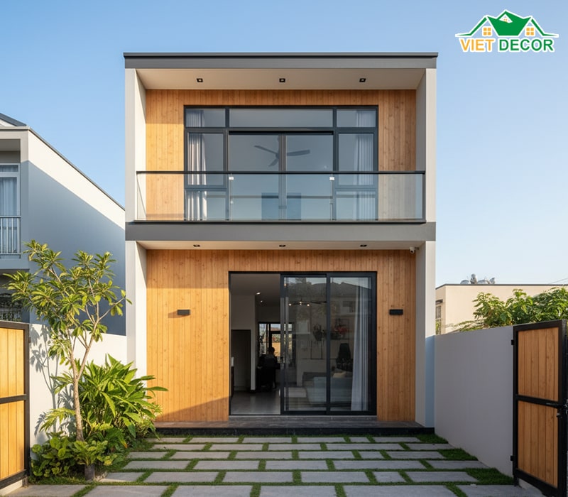 Mẫu nhà ống 1 trệt 1 lửng 4x15 có sân trước