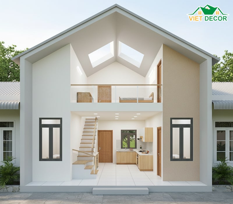 Nhà ống cấp 4 gác lửng 5x20m mái tôn hiện đại