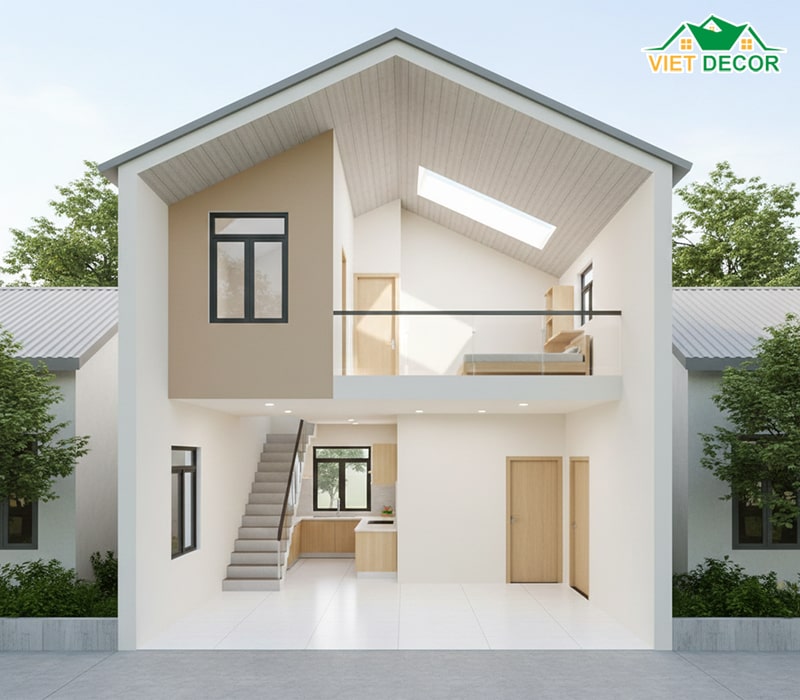 Nhà ống cấp 4 gác lửng 5x20m mái tôn hiện đại