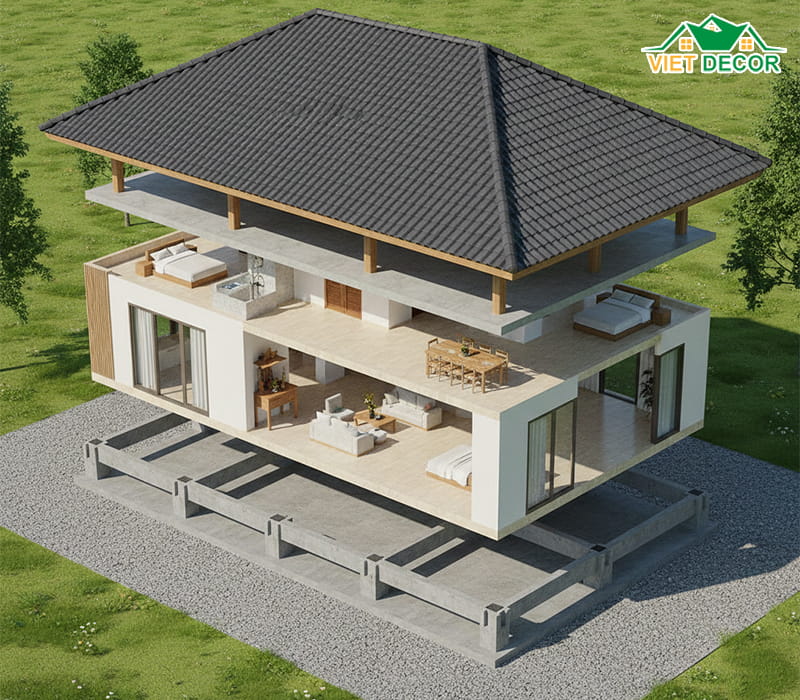 Cách tính diện tích xây dựng (Phần mái, phần móng, diện tích sàn)