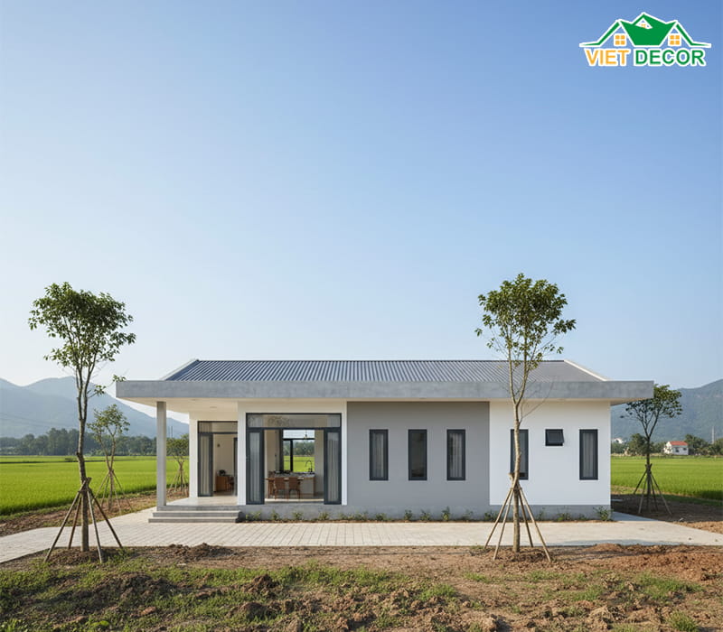 Mẫu nhà cấp 4 mái bằng phong cách hiện đại (Tiết kiệm nhất)