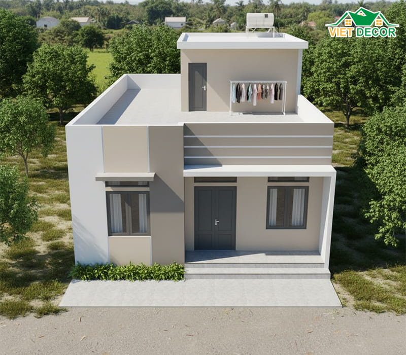 Thiết kế nhà cấp 4 mái bằng hiện đại, tối giản