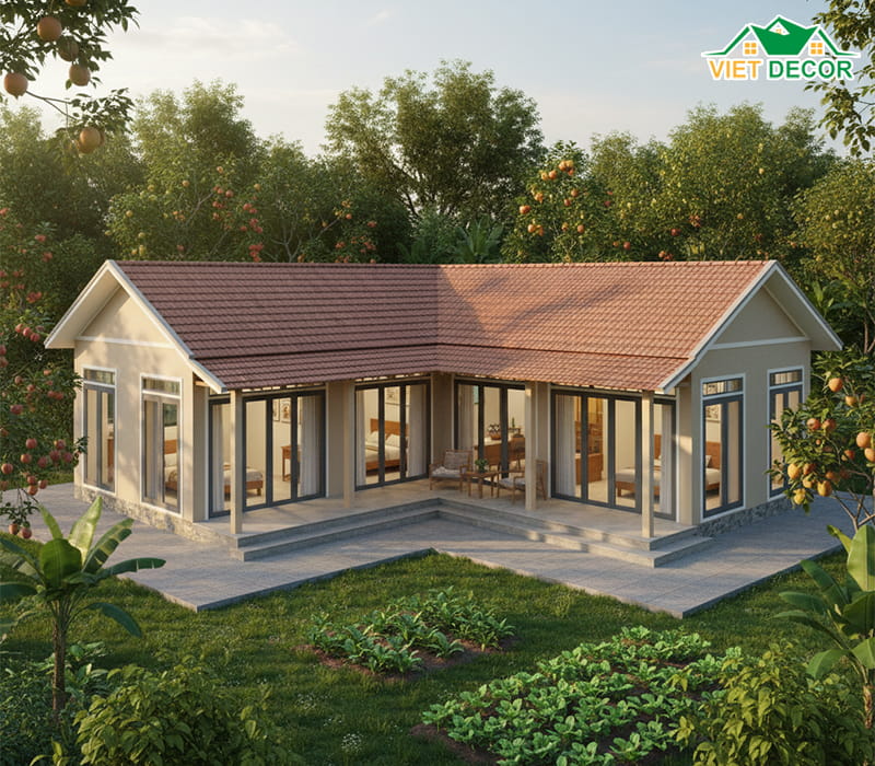 Mẫu nhà vườn cấp 4 không gian mở xanh mát