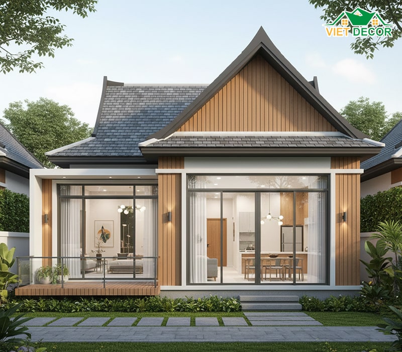 Mẫu nhà ống 1 tầng mái Thái sang trọng