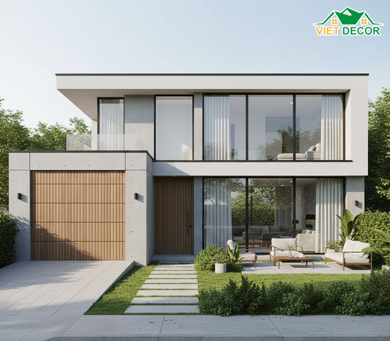Mẫu nhà ống 1 tầng 3 phòng ngủ 100m2 có sân vườn hoặc Gara
