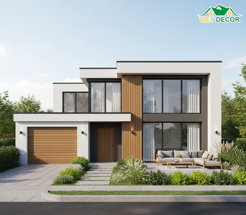 Mẫu nhà ống 1 tầng 3 phòng ngủ 100m2 có sân vườn hoặc Gara