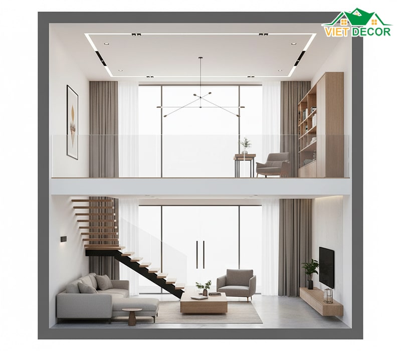 Chiều cao tầng 1 (chứa gác lửng) nên là bao nhiêu?