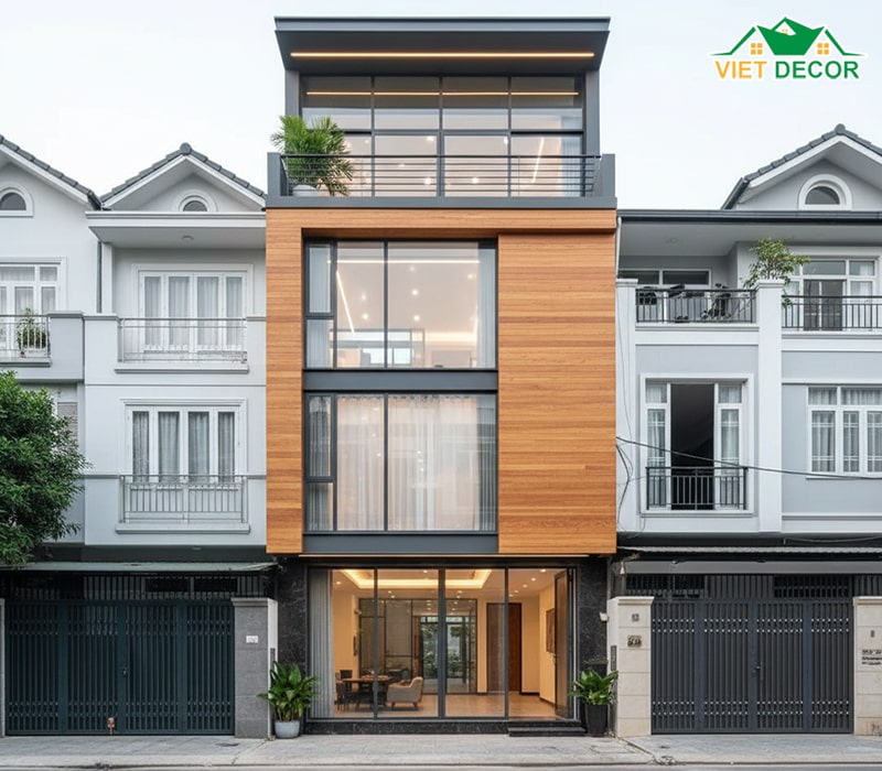 Mẫu nhà ống 3 tầng gác lửng phong cách hiện đại