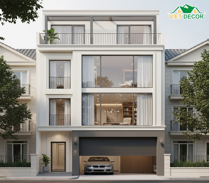 Mẫu thiết kế mặt tiền 5m (có gara ô tô)