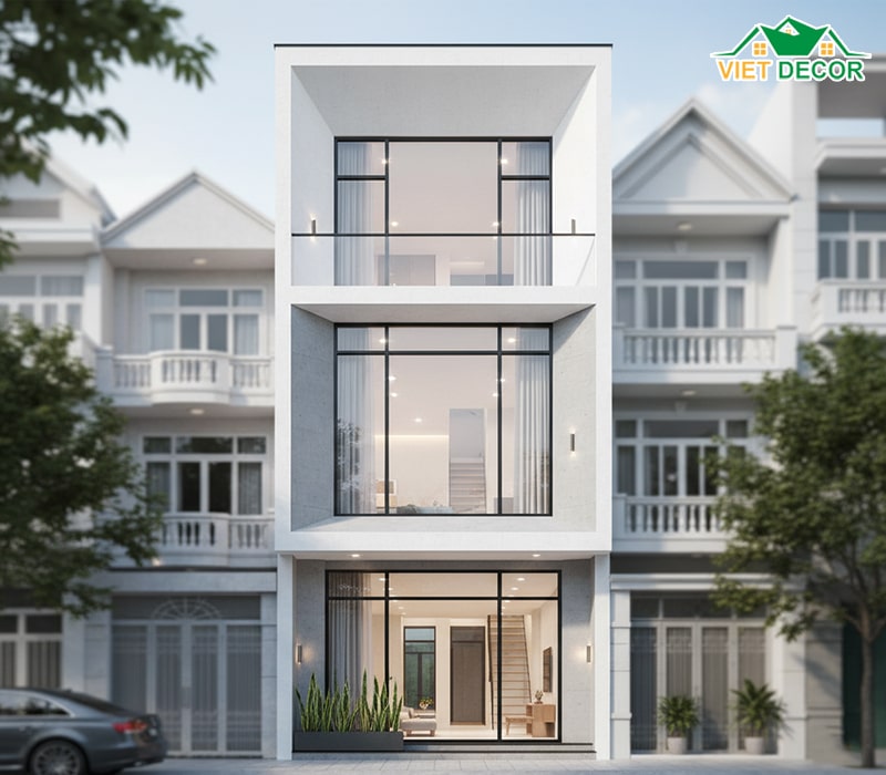 Mẫu thiết kế nhà ống 3 tầng gác lửng đơn giản, tiết kiệm chi phí