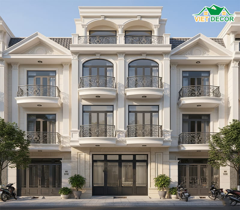 Mẫu nhà phố 4 tầng kiến trúc tân cổ điển sang trọng