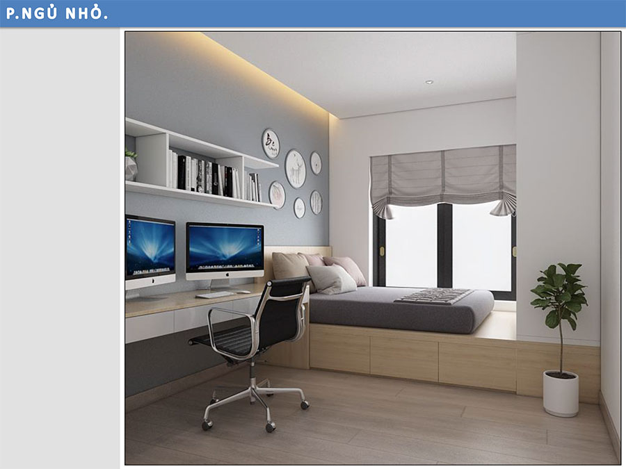 Thiết kế thi công nội thất căn hộ 2 phòng ngủ nhà chị Thủy - Nhà Bè HCM