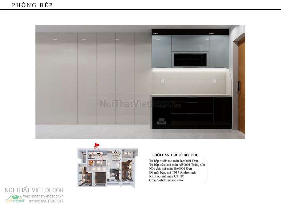 Nội thất Việt Decor thiết kế thi công nội thất nguyên căn, căn hộ 3 phòng ngủ Tân Phú Hồ Chí Minh hồ sơ thiết kế tủ bếp