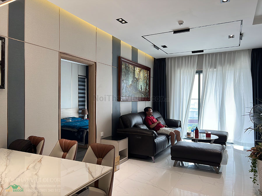 Nội thất Việt Decor thiết kế thi công nội thất nguyên căn, căn hộ 3 phòng ngủ Tân Phú Hồ Chí Minh hoàn thiện phòng khách