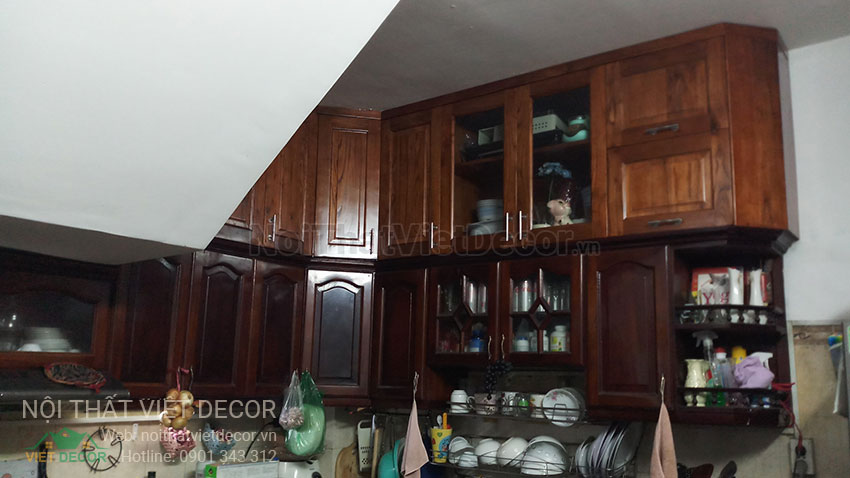 Nội thất Việt Decor hệ tủ bếp sau khi cải tạo làm thêm tủ trên đụng trần