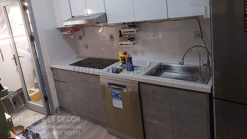 Nội thất Việt Decor tủ bếp sau khi làm lại có thể lắp thêm máy rửa chén