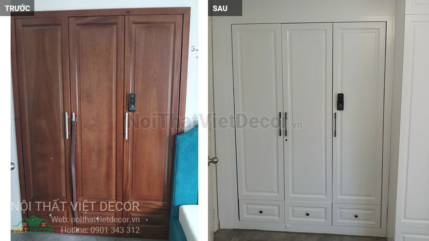 Nội thất Việt Decor sơn lại cánh tủ quần áo