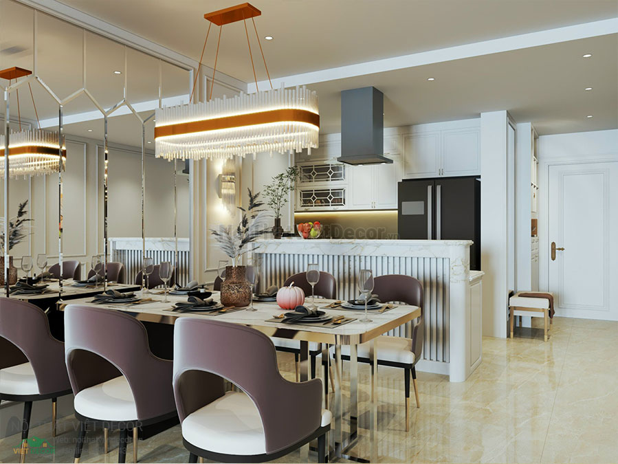 Nội thất Việt Decor mẫu thiết kế nội thất tân cổ điển phòng khách bếp căn hộ nhà bếp