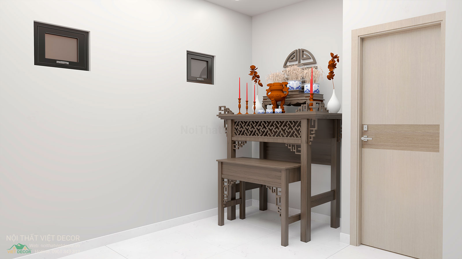 Nội Thất Việt Decor thiết kế thi công nội thất biệt thự Villa Riverside tại Bến Lức Long An - Tây Ninh phòng thờ