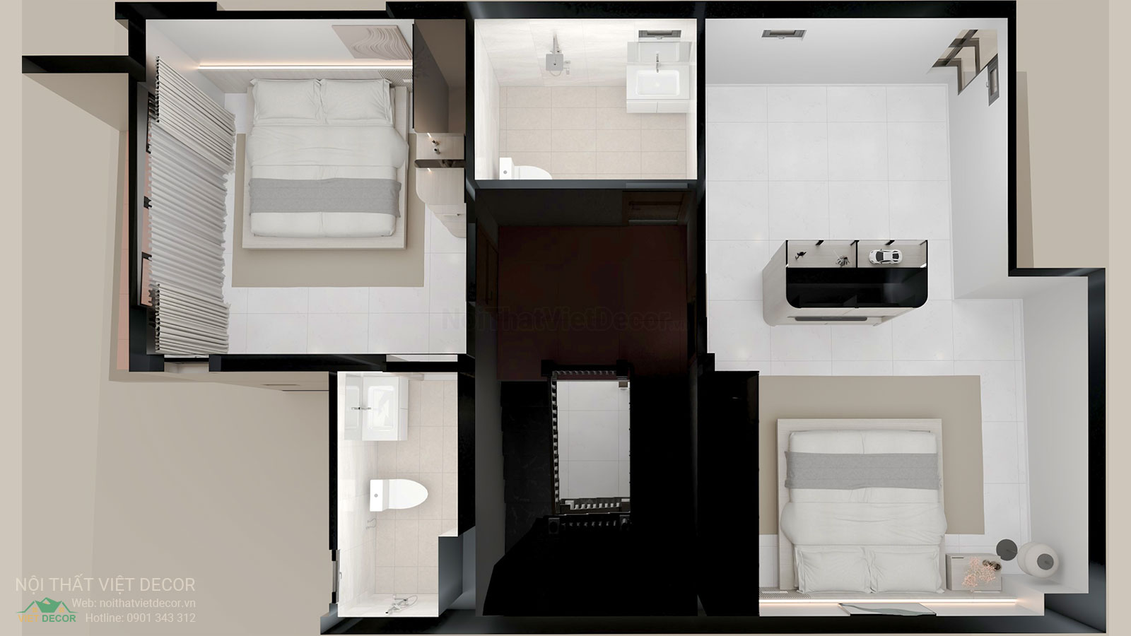 Nội Thất Việt Decor thiết kế thi công nội thất biệt thự Villa Riverside tại Bến Lức Long An - Tây Ninh mặt bằng tầng 2