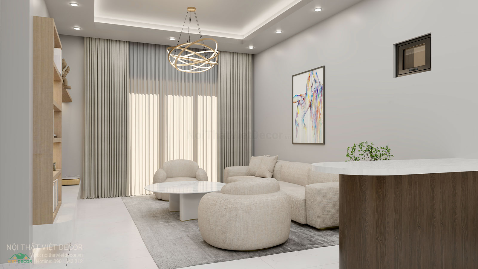 Nội Thất Việt Decor thiết kế thi công nội thất biệt thự Villa Riverside tại Bến Lức Long An - Tây Ninh phòng khách