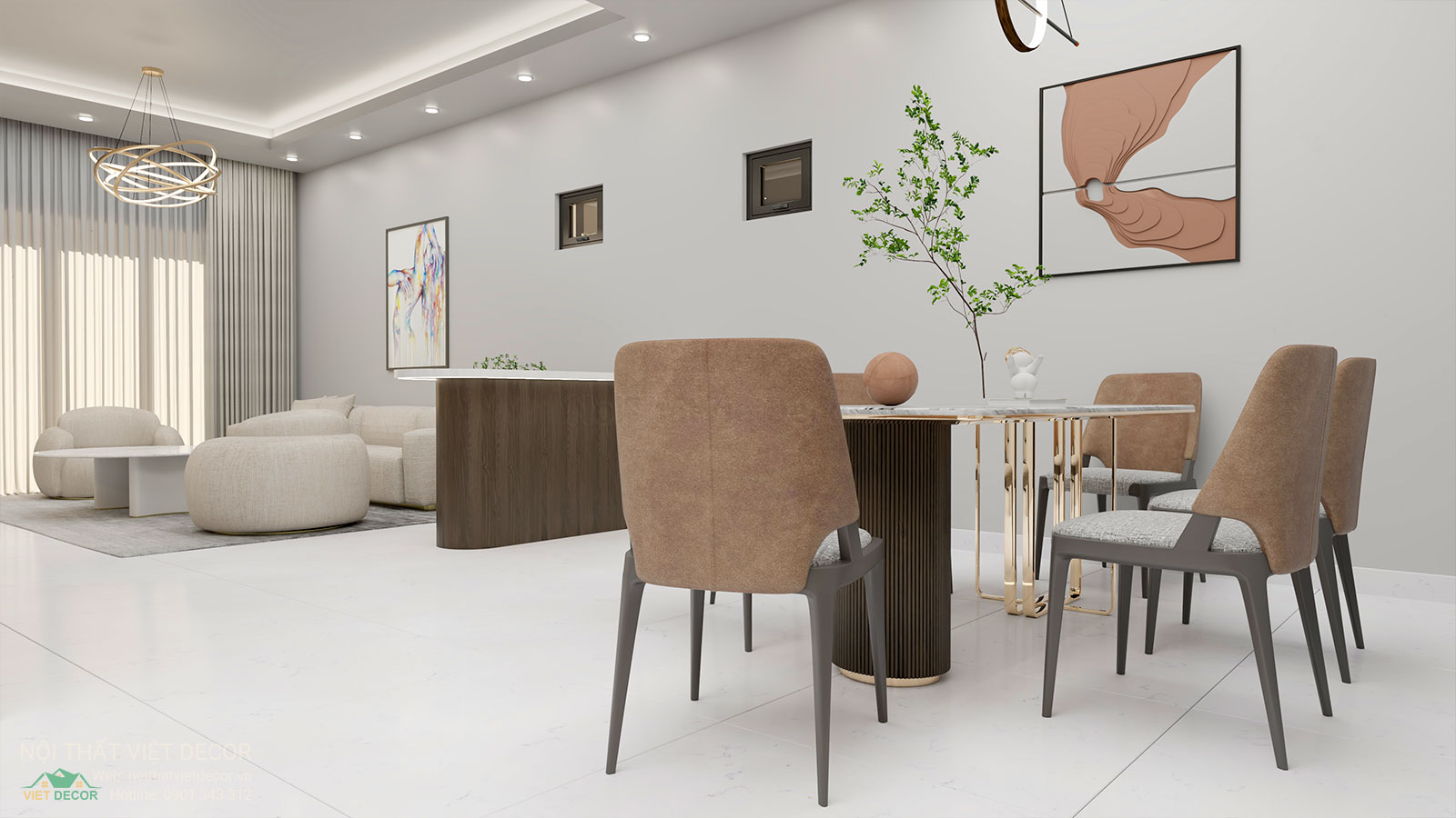 Nội Thất Việt Decor thiết kế thi công nội thất biệt thự Villa Riverside tại Bến Lức Long An - Tây Ninh phòng khách