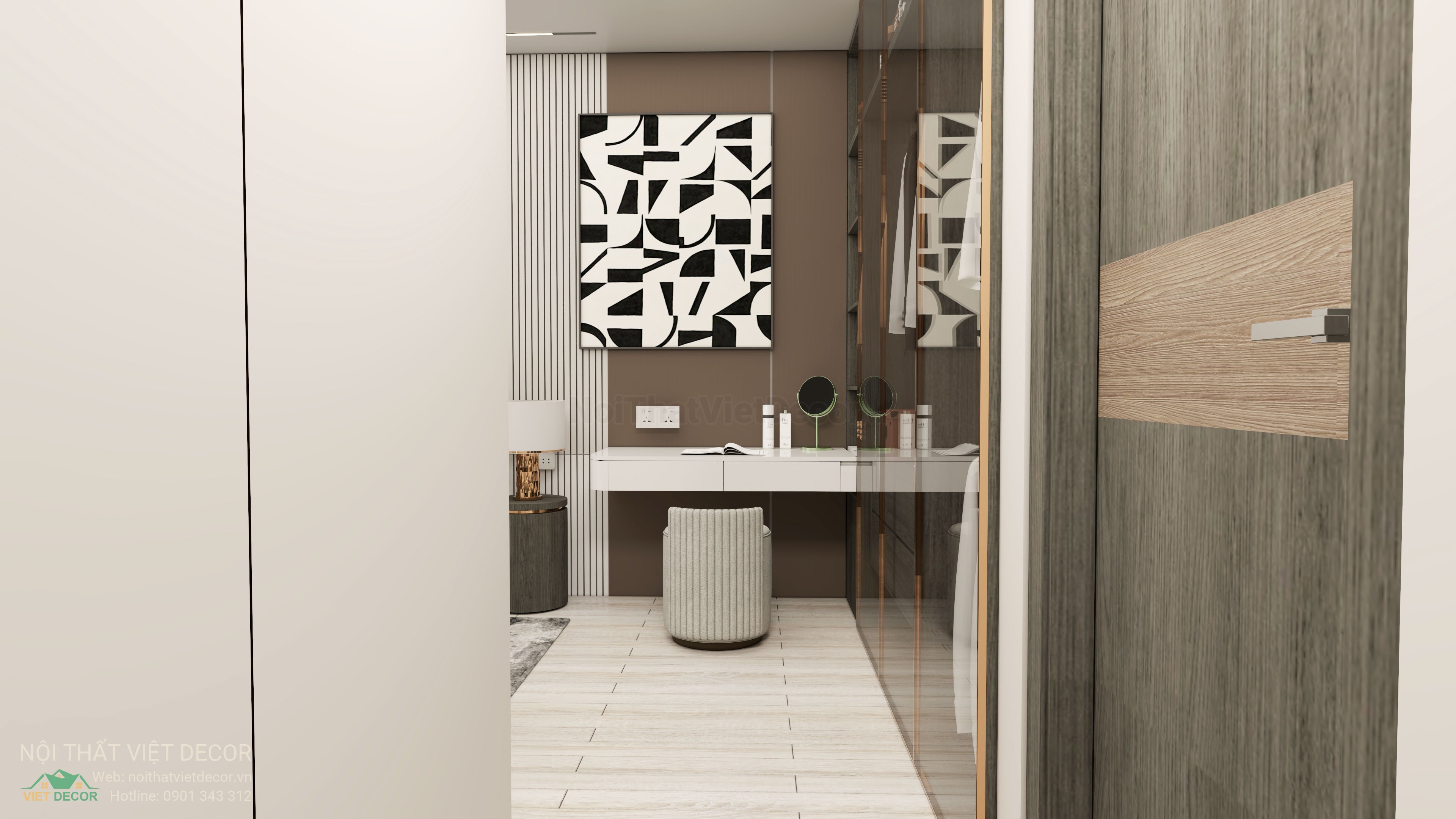 Nội Thất Việt Decor thiết kế thi công nội thất hiện đại sang trọng căn hộ 2 phòng ngủ chung cư Celesta Rise Nhà Bè TP HCM phòng ngủ master