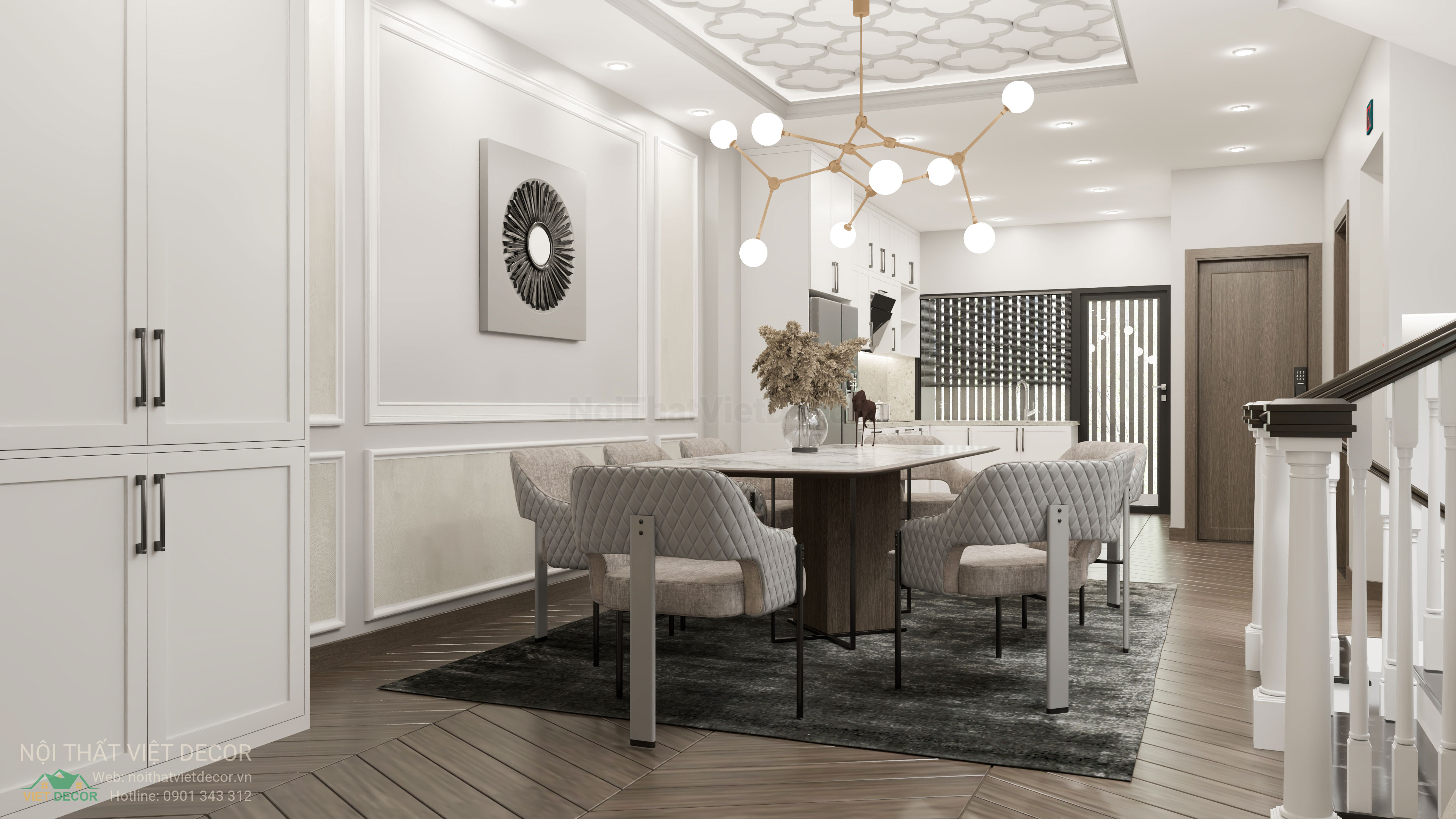 Nội Thất Việt Decor thiết kế nội thất tân cổ điển nhà phố thương mại shophouse T&T City Millennia tại xã Long Hậu, Cần Giuộc, Long An Tây Ninh