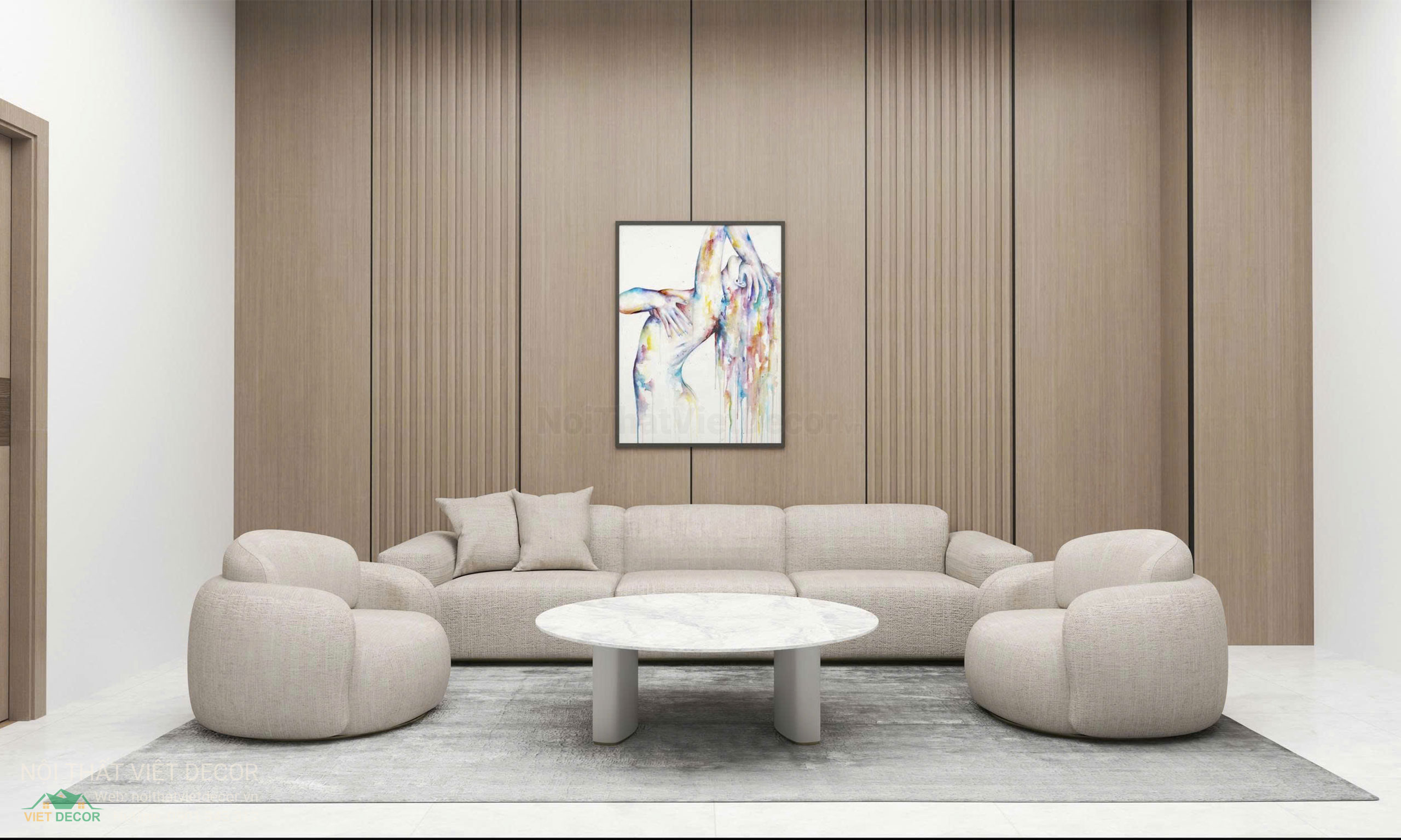 Nội Thất Việt Decor thiết kế nội thất hiện đại nhà phố khu đô thị Lavilla Green City Long An Tây Ninh phòng khách bếp