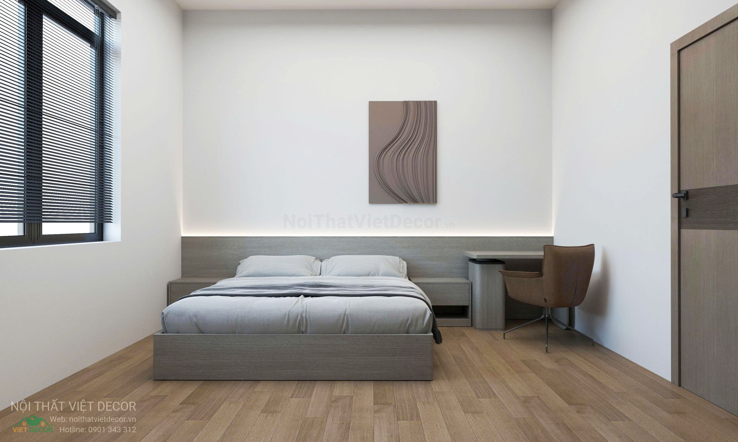 Nội Thất Việt Decor thiết kế nội thất hiện đại nhà phố khu đô thị Lavilla Green City Long An Tây Ninh phòng ngủ