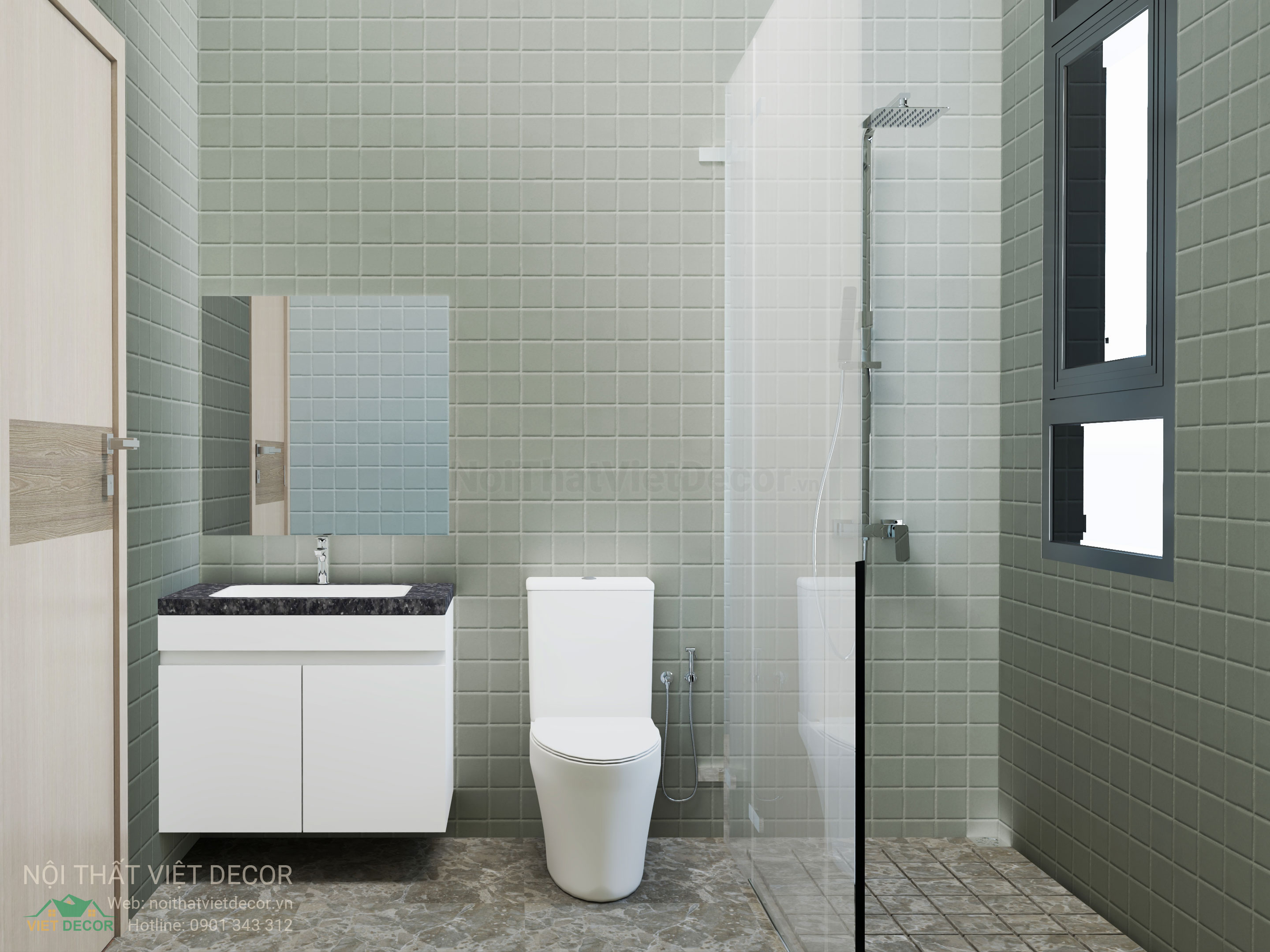 Nội Thất Việt Decor thiết kế nội thất hiện đại nhà phố khu đô thị Lavilla Green City Long An Tây Ninh nhà vệ sinh