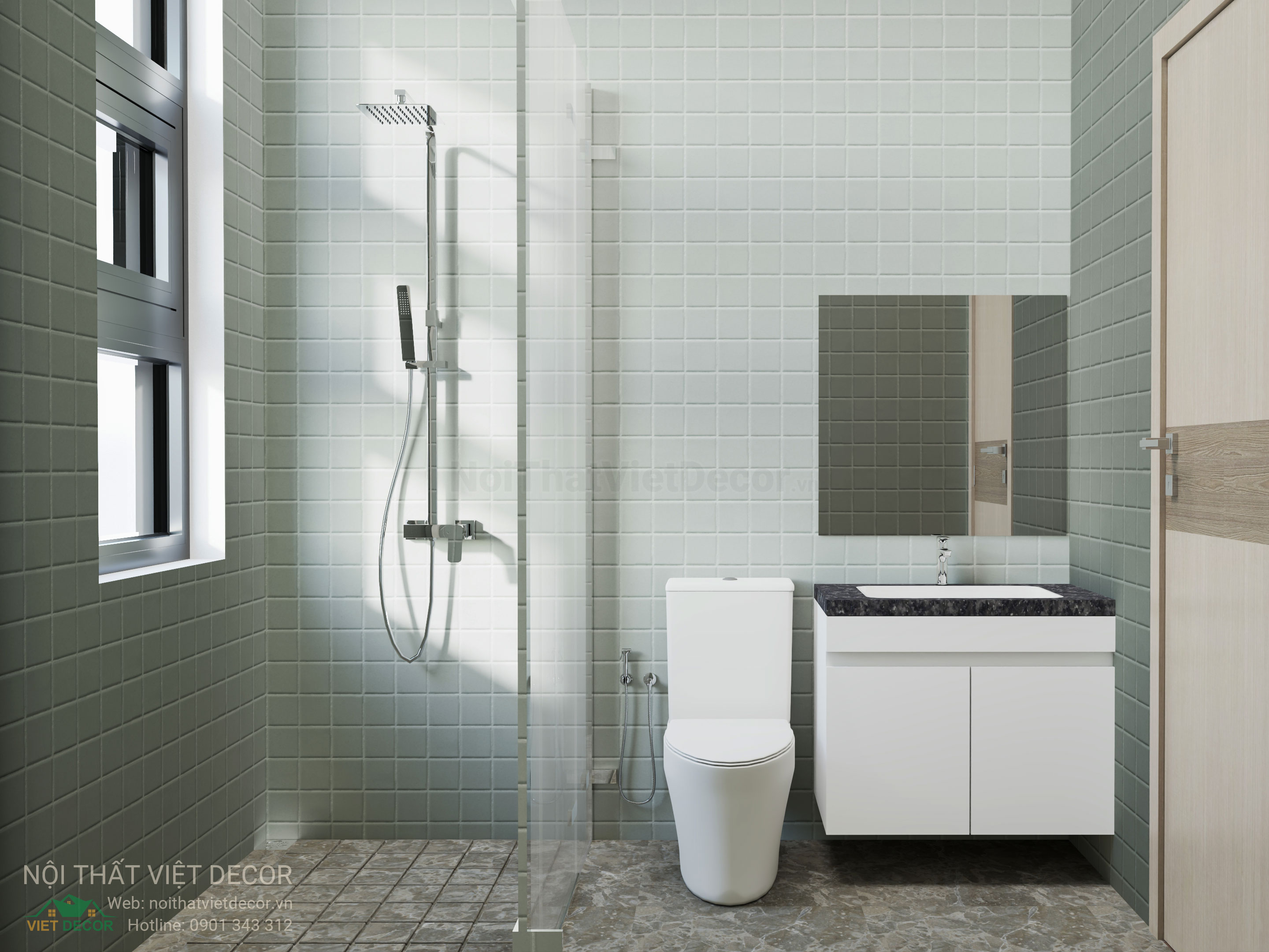 Nội Thất Việt Decor thiết kế nội thất hiện đại nhà phố khu đô thị Lavilla Green City Long An Tây Ninh wc
