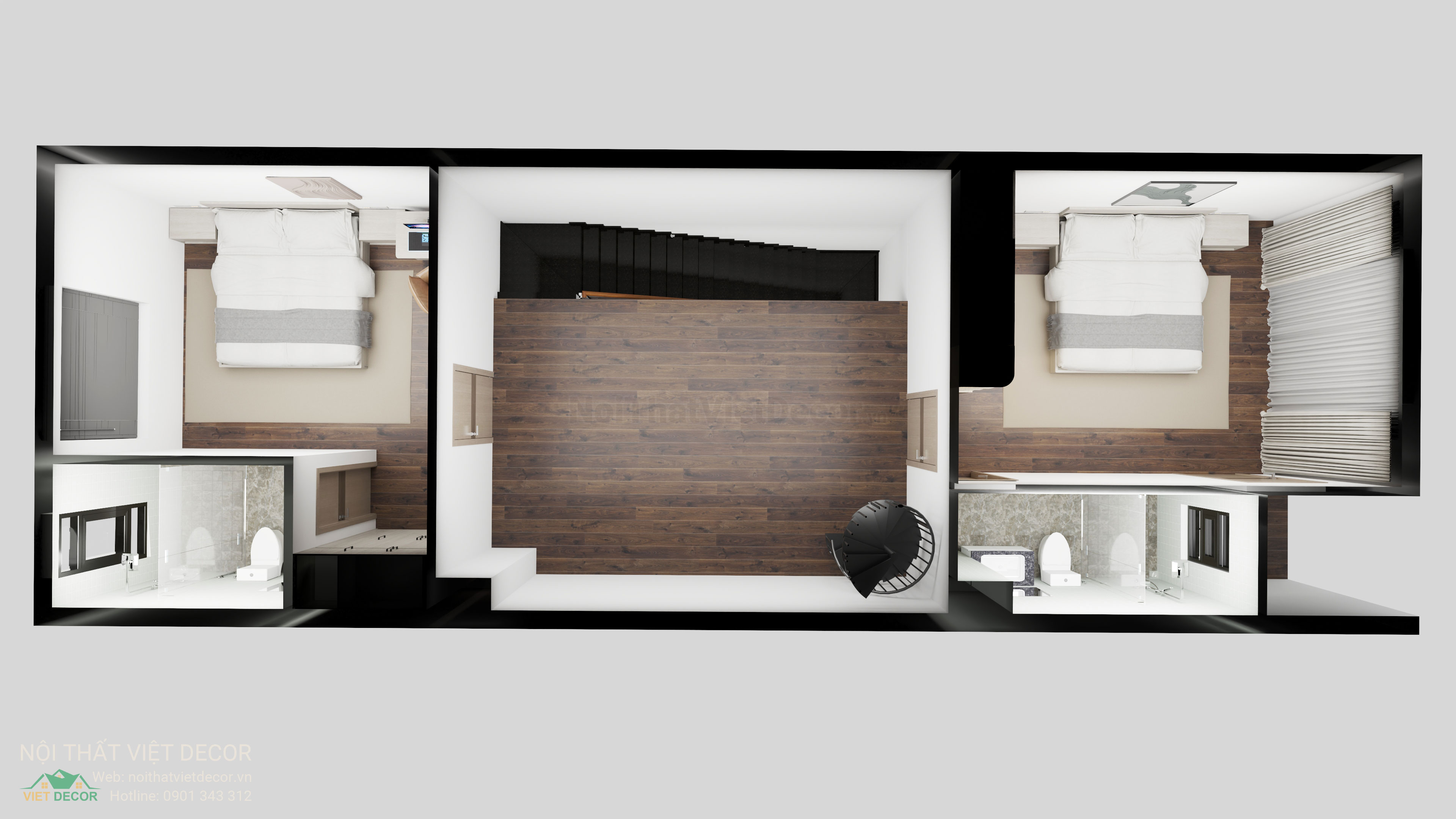 Nội Thất Việt Decor thiết kế nội thất hiện đại nhà phố khu đô thị Lavilla Green City Long An Tây Ninh mặt bằng tầng 3