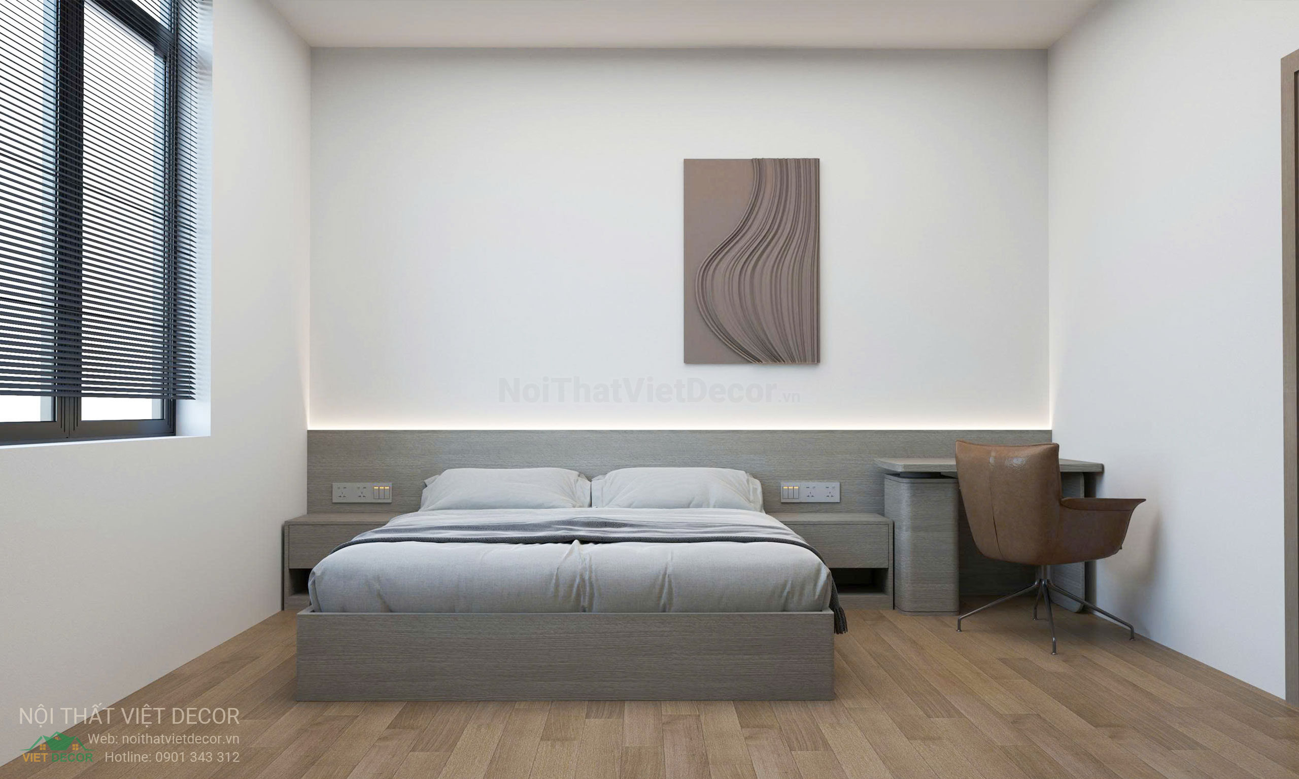 Nội Thất Việt Decor thiết kế nội thất hiện đại nhà phố khu đô thị Lavilla Green City Long An Tây Ninh phòng ngủ