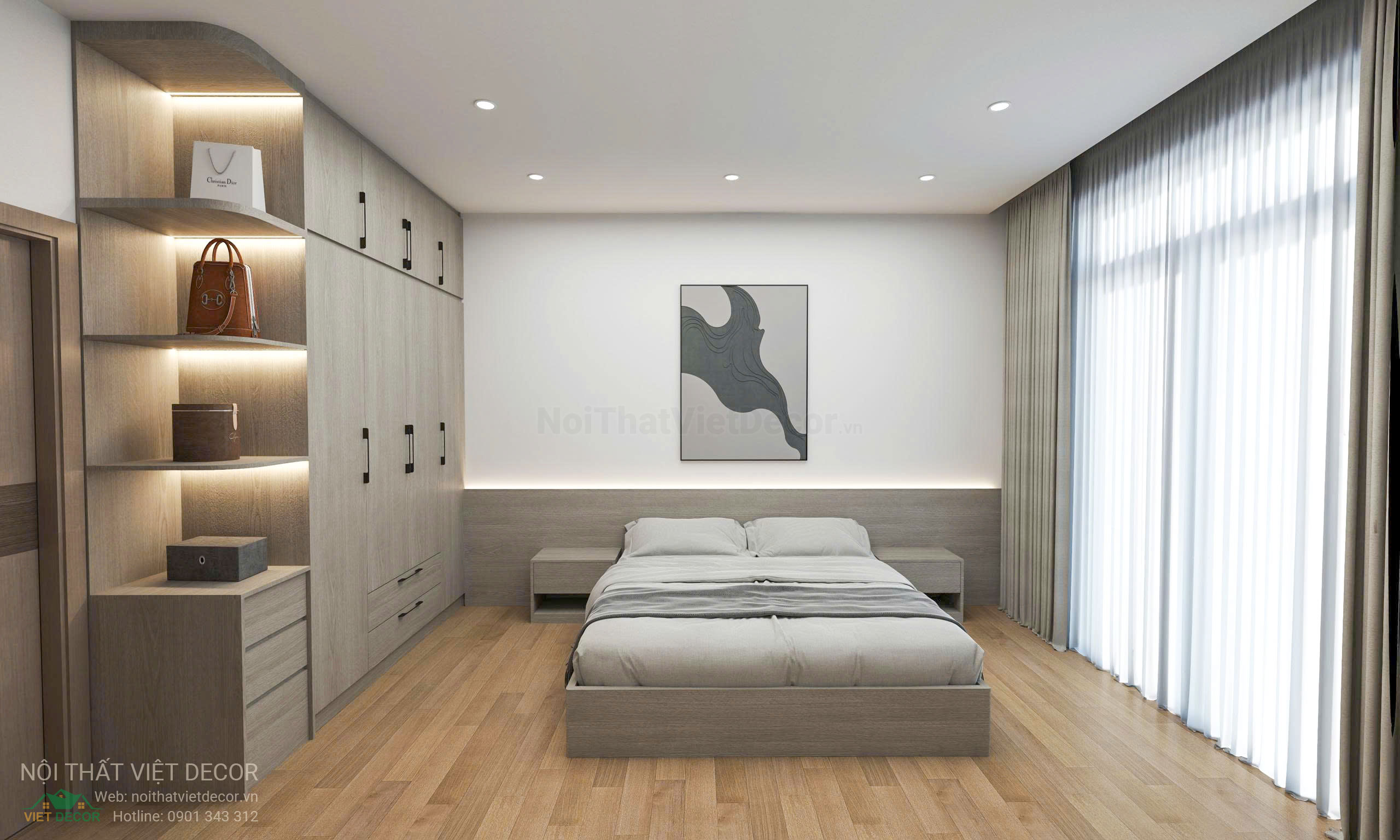 Nội Thất Việt Decor thiết kế nội thất hiện đại nhà phố khu đô thị Lavilla Green City Long An Tây Ninh phòng ngủ